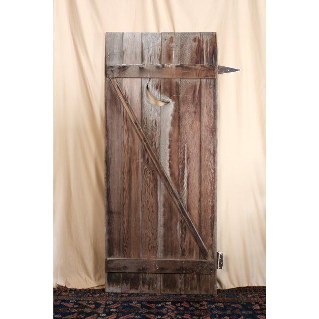 Farmhouse Antique Outhouse Door With a Crescent Moon For Sale - Image 3 of 10