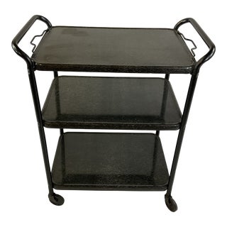 Mid-Century Atomic Kitchen Utility Rolling Cart With Removable Tray For Sale