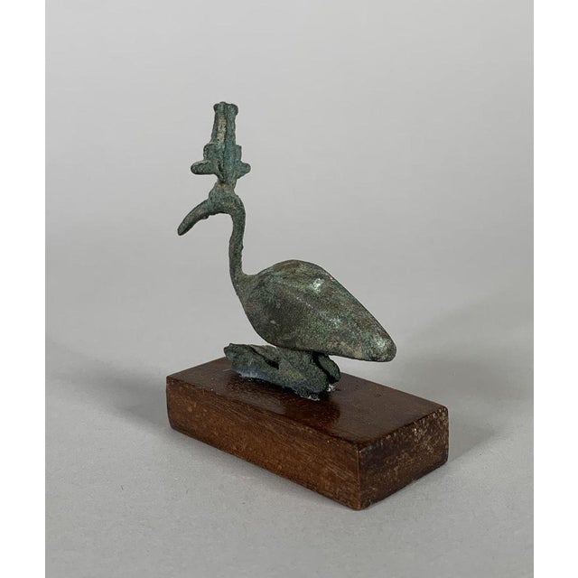 Statuette of THOT-IBIS Bronze with green patina Egypt Ptolemaic period 332–30 BC. For Sale - Image 4 of 6
