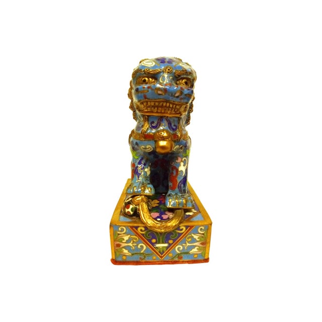Metal Early 20th Century Cloisonné Foo Dogs - A Pair For Sale - Image 7 of 7