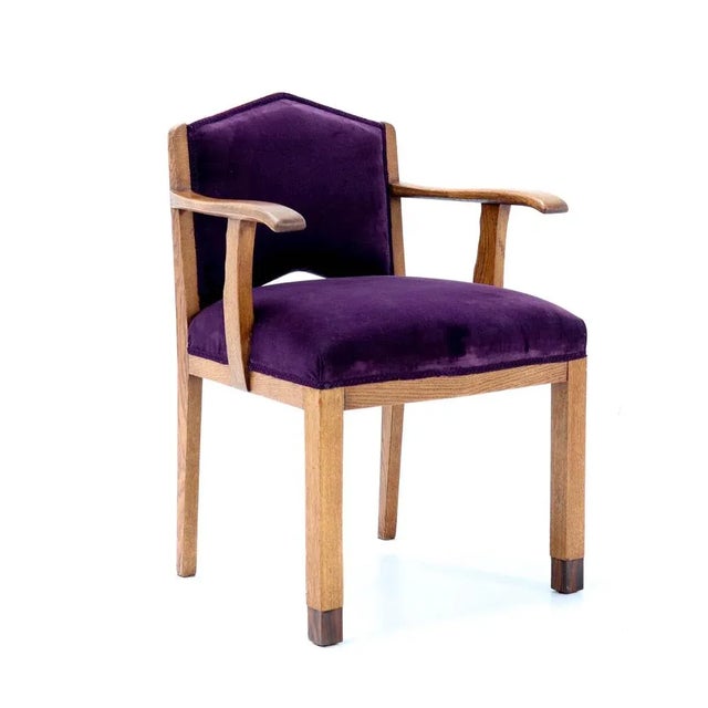 Wood Set of Oak Art Deco Armchairs from FA Drilling Amsterdam, 1920s For Sale - Image 7 of 18