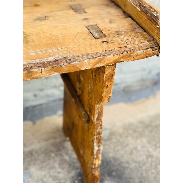 1900 - 1909 Rustic Antique Pine Bench For Sale - Image 5 of 7