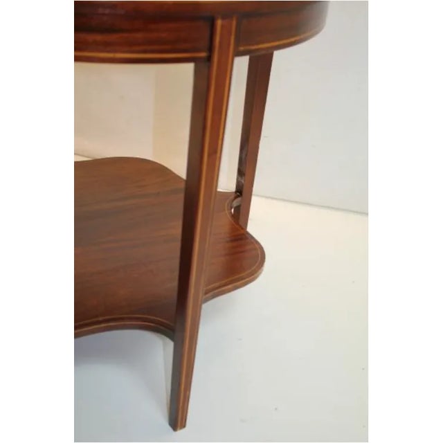 Hepplewhite Inlaid Side End Center Table With Bottom Shelf, C.1920's For Sale - Image 9 of 10