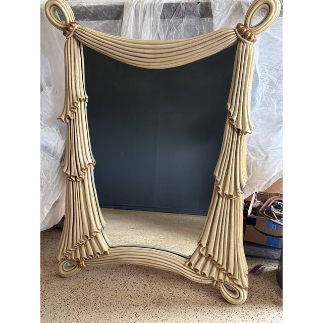 Antique White Hollywood Regency Style Wall Mirror For Sale - Image 8 of 12
