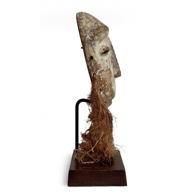 Old Antique Lega Mask on Stand For Sale - Image 4 of 6