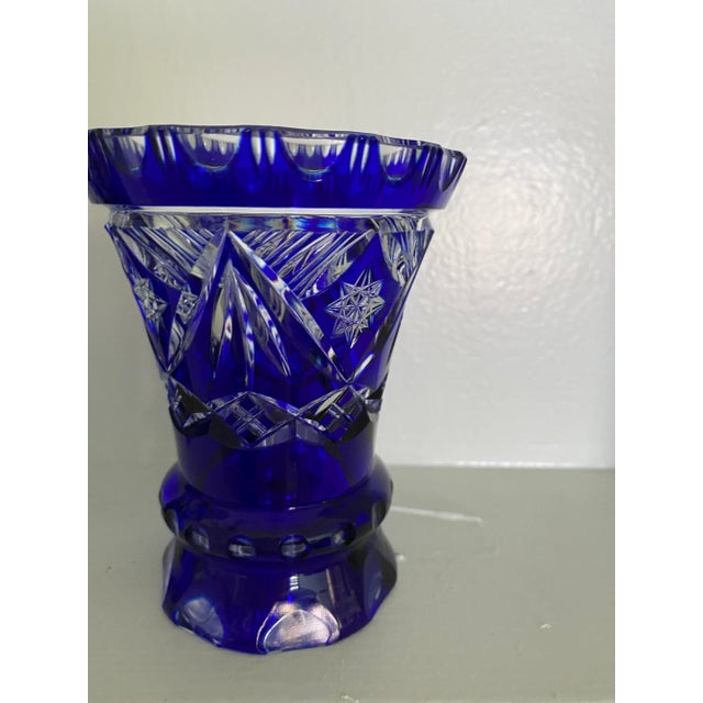 Vintage Crystal Cut Vases- Set of 2 For Sale - Image 4 of 11