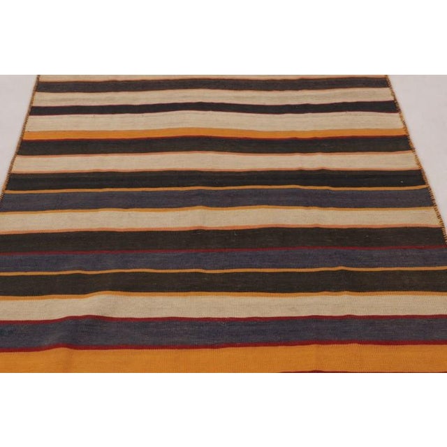 Rug & Kilim Vintage Persian Tribal Kilim in Charcoal and Orange Stripes - Rug & Kilim For Sale - Image 4 of 8