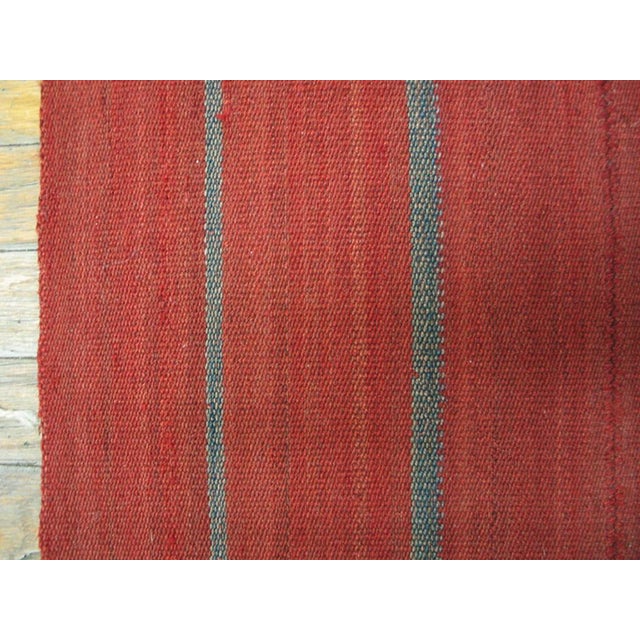 Red 1920s Red Coral Stripe Kilim Antique Flat Woven Nw Persian Rug 7'9"x 8'7" Carpet For Sale - Image 8 of 9