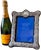 An elegant silverplated picture frame by Godinger from its “Treasured Moments” collection, featuring an elaborate border...