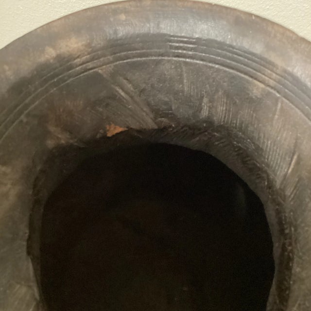 Vintage Early 20th Century Village Brown Wood Table Vase For Sale - Image 10 of 13