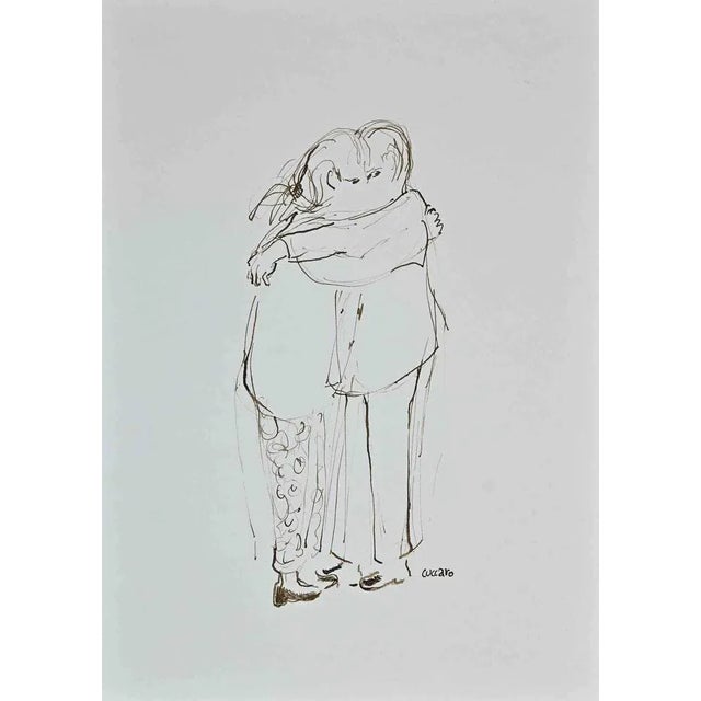 Roberto Cuccaro, The Embrace, Original Drawing, 2000s For Sale - Image 3 of 3