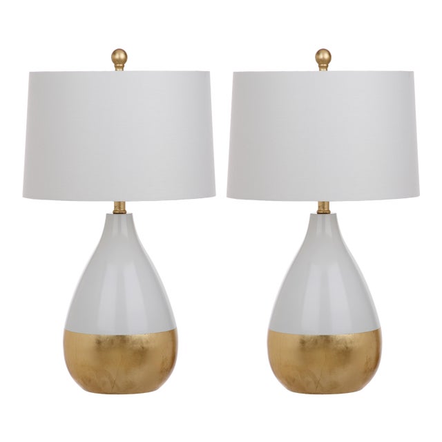 24 Inch H Table Lamp in White & Gold - a Pair For Sale