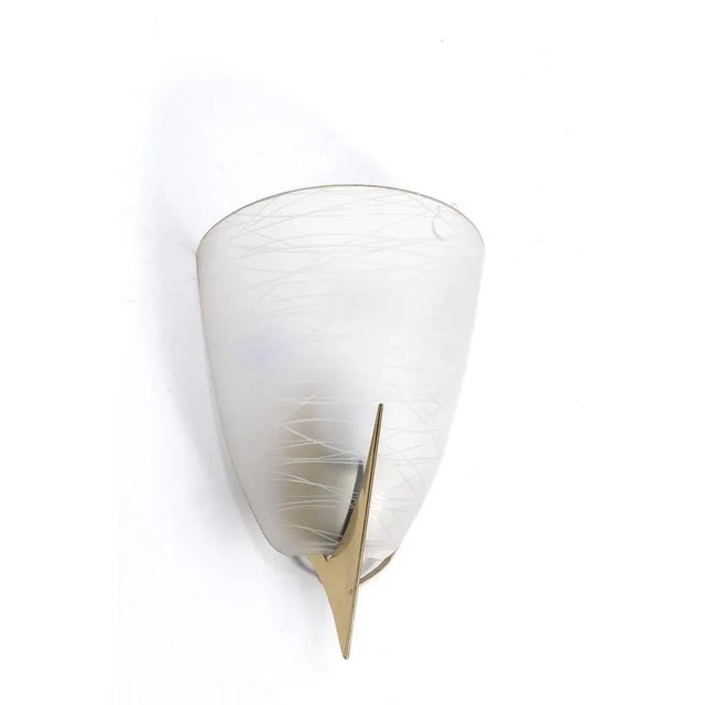 Brass Wall Lamp with Striped Glass For Sale - Image 3 of 6