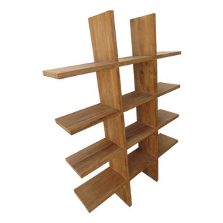 Wood Vintage Open Bookcase Display Shelving Etagere 6457 For Sale