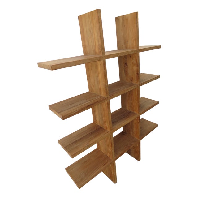 Wood Vintage Open Bookcase Display Shelving Etagere 6457 For Sale