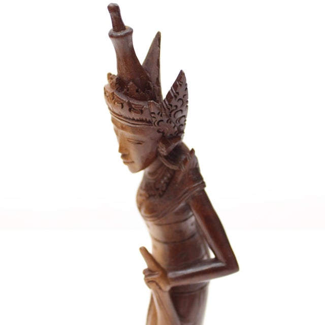 1950s Indonsian Handcarved Wood Figure of Moon Goddess For Sale In Fayetteville, AR - Image 6 of 11