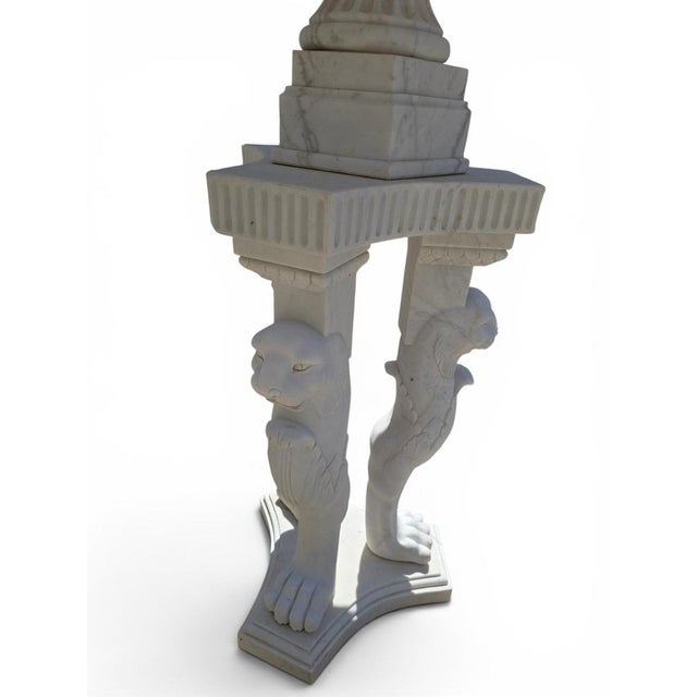 Stone Large Greco-Roman Marble Kraters on Tripod Pedestals with Lion Paw, 1970, Set of 2 For Sale - Image 7 of 14