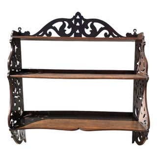 Antique Continental Victorian Carved and Pierced Walnut Wall Shelf For Sale