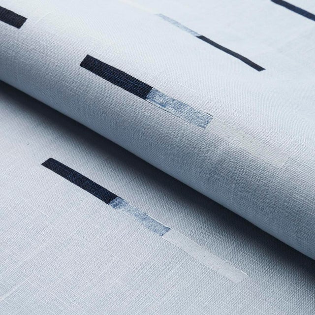 Schumacher SAMPLE - Schumacher x Caroline Z Hurley Overlapping Dashes Fabric In Sky For Sale - Image 4 of 4