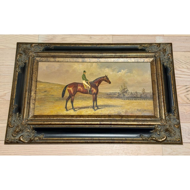 Mid 19th Century Mid 19th Century Very Rare Signed Robinson Traditional Equestrian Racehorse & Jockey Oil Paintings – Framed Pair For Sale - Image 5 of 15