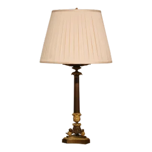 19th Century French Empire Bronze Dore Two-Light Candelabra Table Lamp