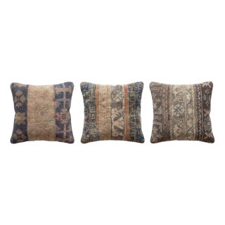 Blue Tribal Rug Pillow Cover 20'' X 20'' - Set of Three For Sale