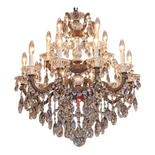 Schonbek 15 Light La Scala 5075 Textured Bronze Finish Crystal Chandelier For Sale