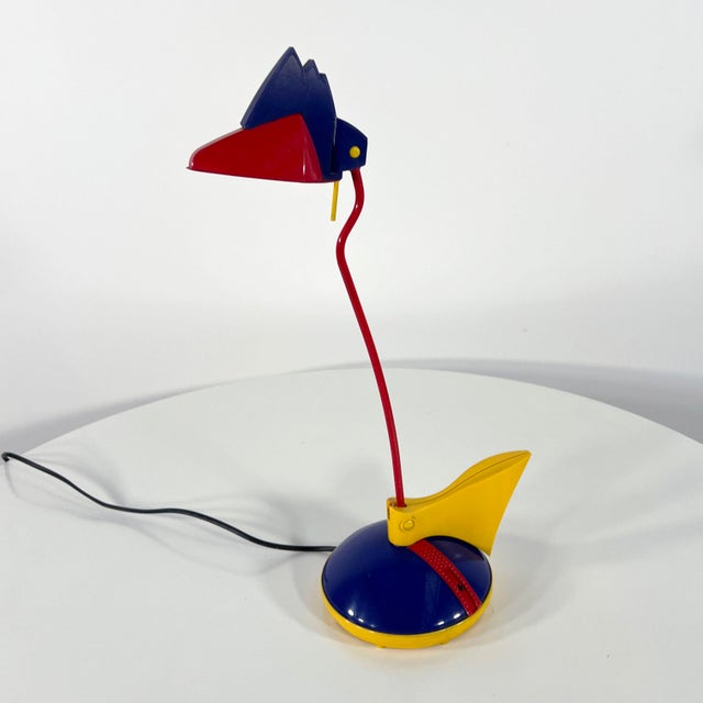 Postmodern Blue & Red Toucan Table Lamp from Brilliant Leuchten, Germany, 1980s, in Good conditions. Designed 1980 to 1989...