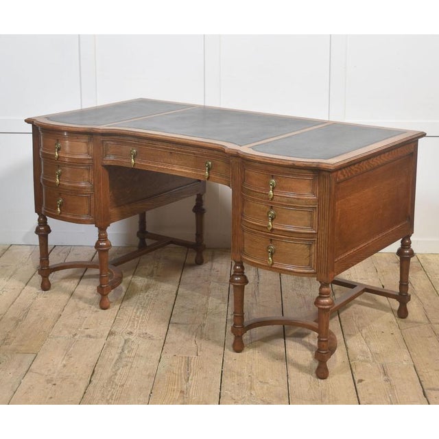 Oak Pedestal Writing Desk, 1890s For Sale - Image 6 of 13