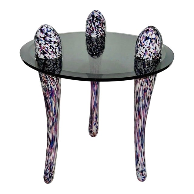 1960s Murano Postmodern Italian Glass Side Table For Sale
