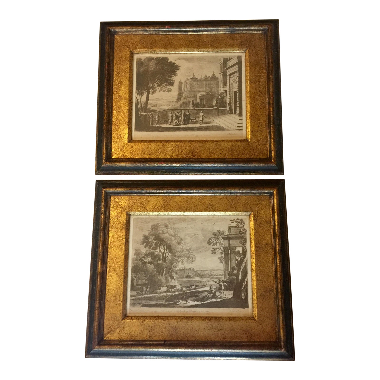 Vintage MidCentury Art Lore Pastoral Etching Prints A Pair Chairish