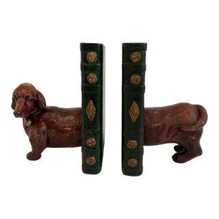 Vintage Metal Bookends--Dachsunds With Original Finish- Set of 2 For Sale