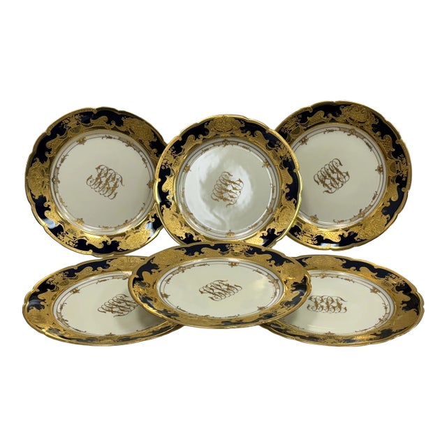 Late 19th Century Dresden Gold Gilded Plates - Set of 6 For Sale