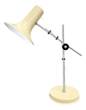 Adjustable Metal Table Lamp in Creamy Color, Hungary, 1970s