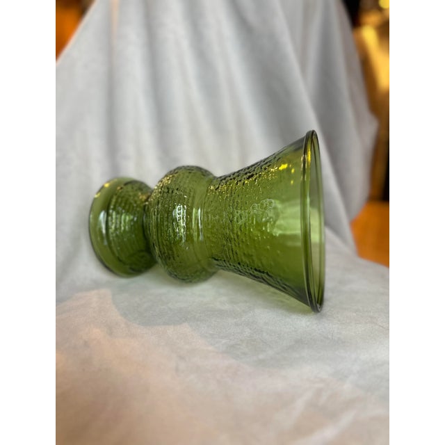 1970s 1970s Large Glass Vase Soreno Green Ripple Textured Glass Vase For Sale - Image 5 of 9