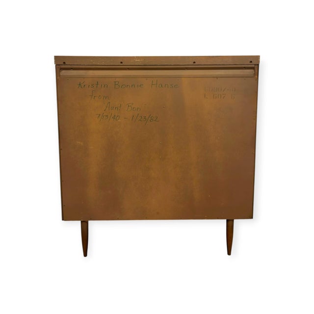 Brown Vintage Mid Century Modern Broyhill Sculptra Walnut Highboy Dresser. For Sale - Image 8 of 10