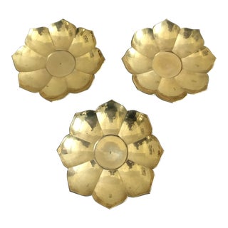 Brass Lotus Bowls - Set of 3 For Sale