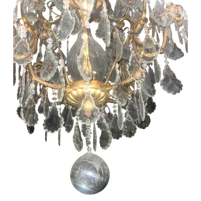 Transparent Early 20th Century. French Bronze & Cut Crystal Chandeliers - a Pair For Sale - Image 8 of 8