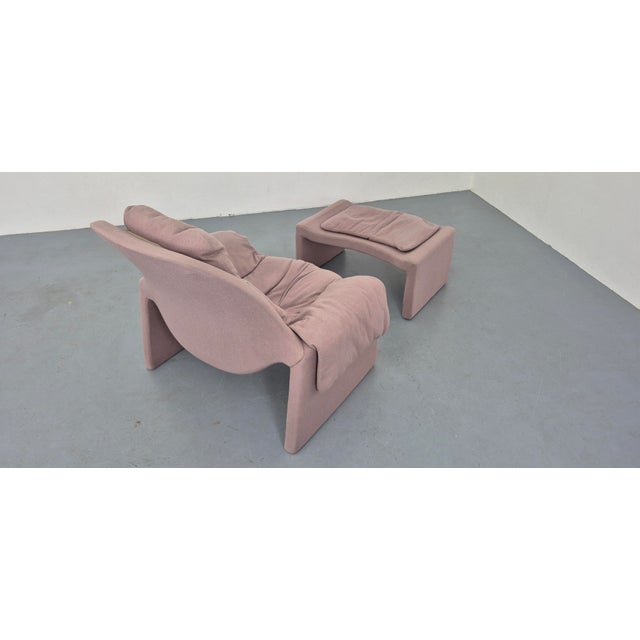 Pink Set of P60 Chair and Ottoman by Vittorio Introini for Saporiti, Italy, 1960s For Sale - Image 8 of 16