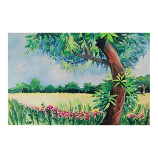 Vintage 1963 West Texas Landscape Watercolor Painting For Sale