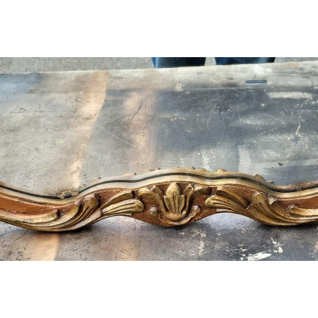 1920 Louis XV Style Triple Gilded Wall Mirror Gold Rococo Accent For Sale - Image 13 of 17
