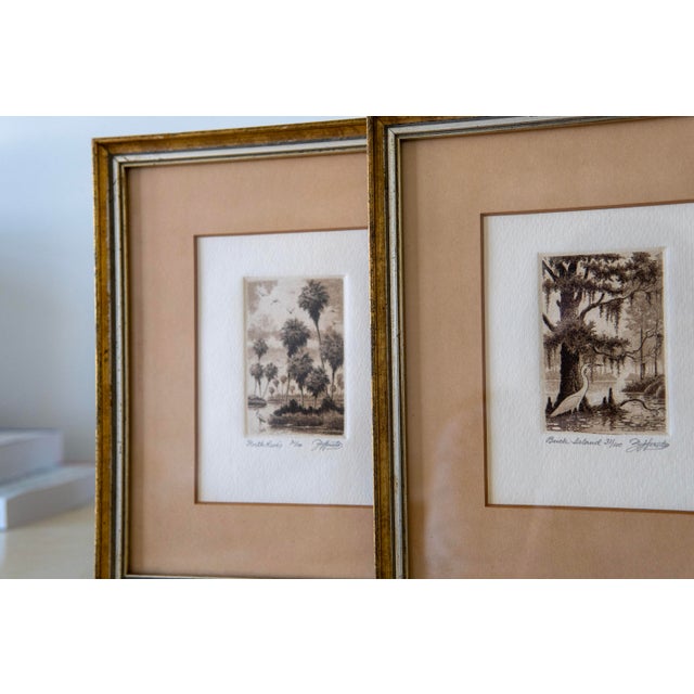 Mid 20th Century Florida Everglades Landscape Etchings, Pair (Signed and Numbered) For Sale - Image 4 of 8