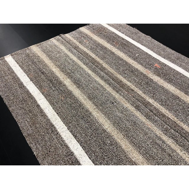 Vintage Turkish Oushak Handmade Striped Area Kilim Rug - 5'6" x 7'2" For Sale - Image 10 of 11