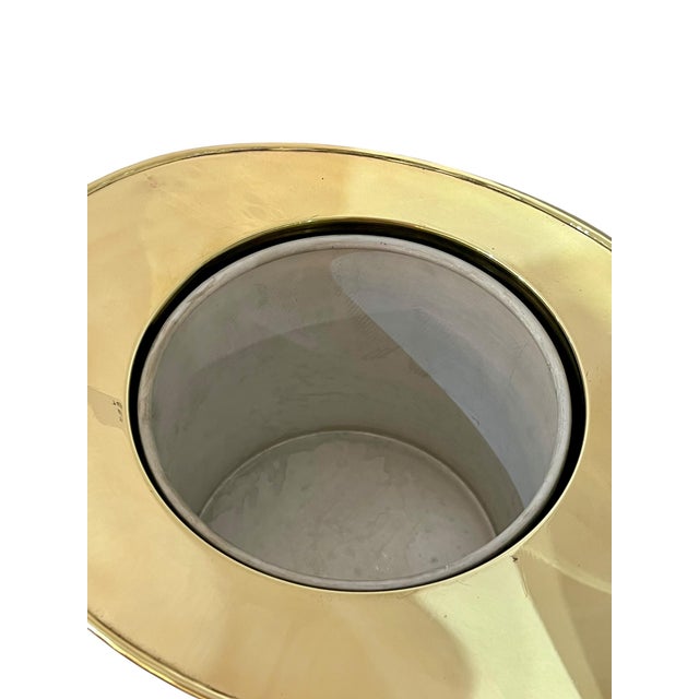 Gold Vintage French Brass Art Deco Style Brass Finish Top Hat Ice Champagne Bucket Cooler For Sale - Image 8 of 18