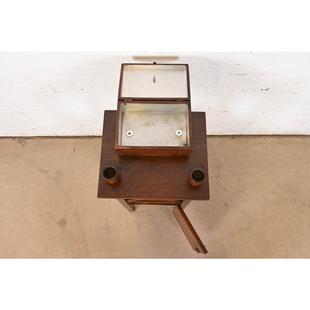 Stickley Brothers Style Antique Mission Oak Arts & Crafts Smoker's Stand, Circa 1910 For Sale In South Bend - Image 6 of 12