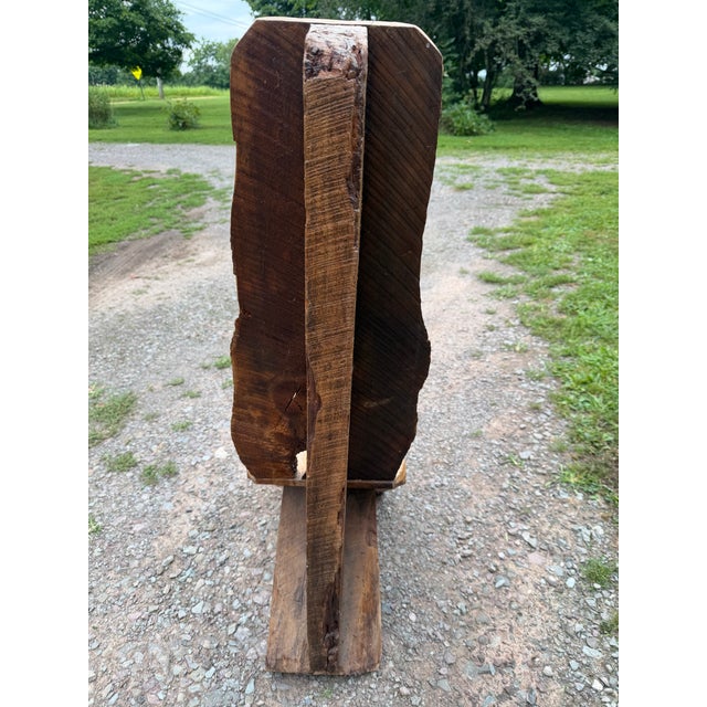 Vintage Primitive Live Edge Slab Stargazer Viking Chair (47x12) For Sale - Image 17 of 18