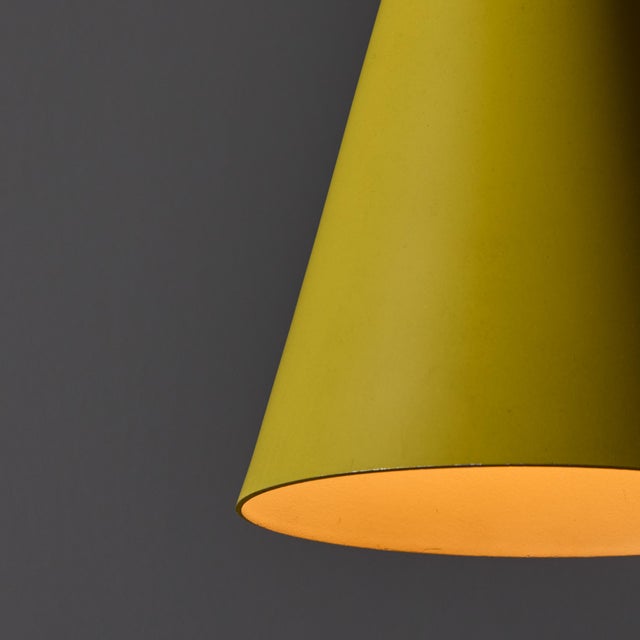 1970s Yellow Metal Diabolo Pendant Lamp Attributed to Stilnovo For Sale - Image 9 of 12