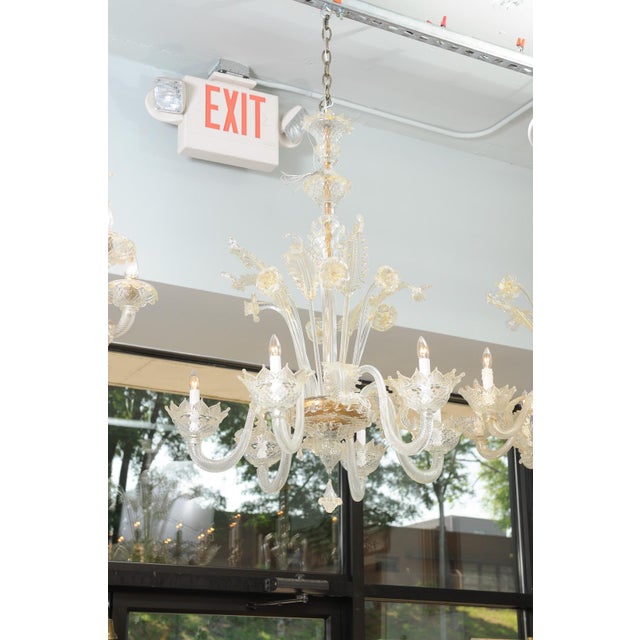 Traditional 1940s Cascading 6-Light Murano Glass Chandelier For Sale - Image 3 of 17