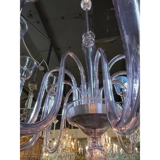 Modern Lavender Murano Glass 10 Arm Chandelier For Sale In Dallas - Image 6 of 9
