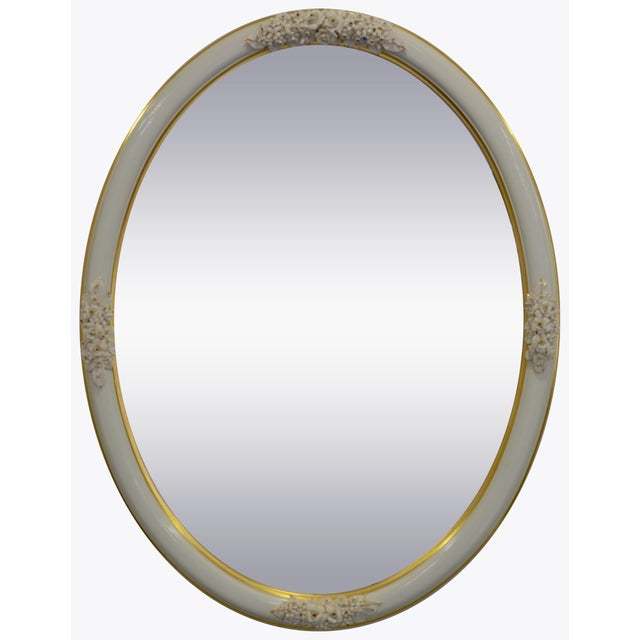 Italian Capodimonte Floral Mirror with White Porcelain Roses and Gilt Wood Frame from Giulio Tucci, 1970s For Sale - Image 10 of 10